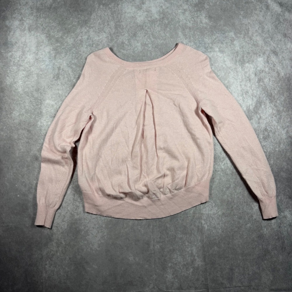 Banana Republic Pink Touch of Cashmere Merino Wool Blend Pleated Back Sweater S - Picture 2 of 6